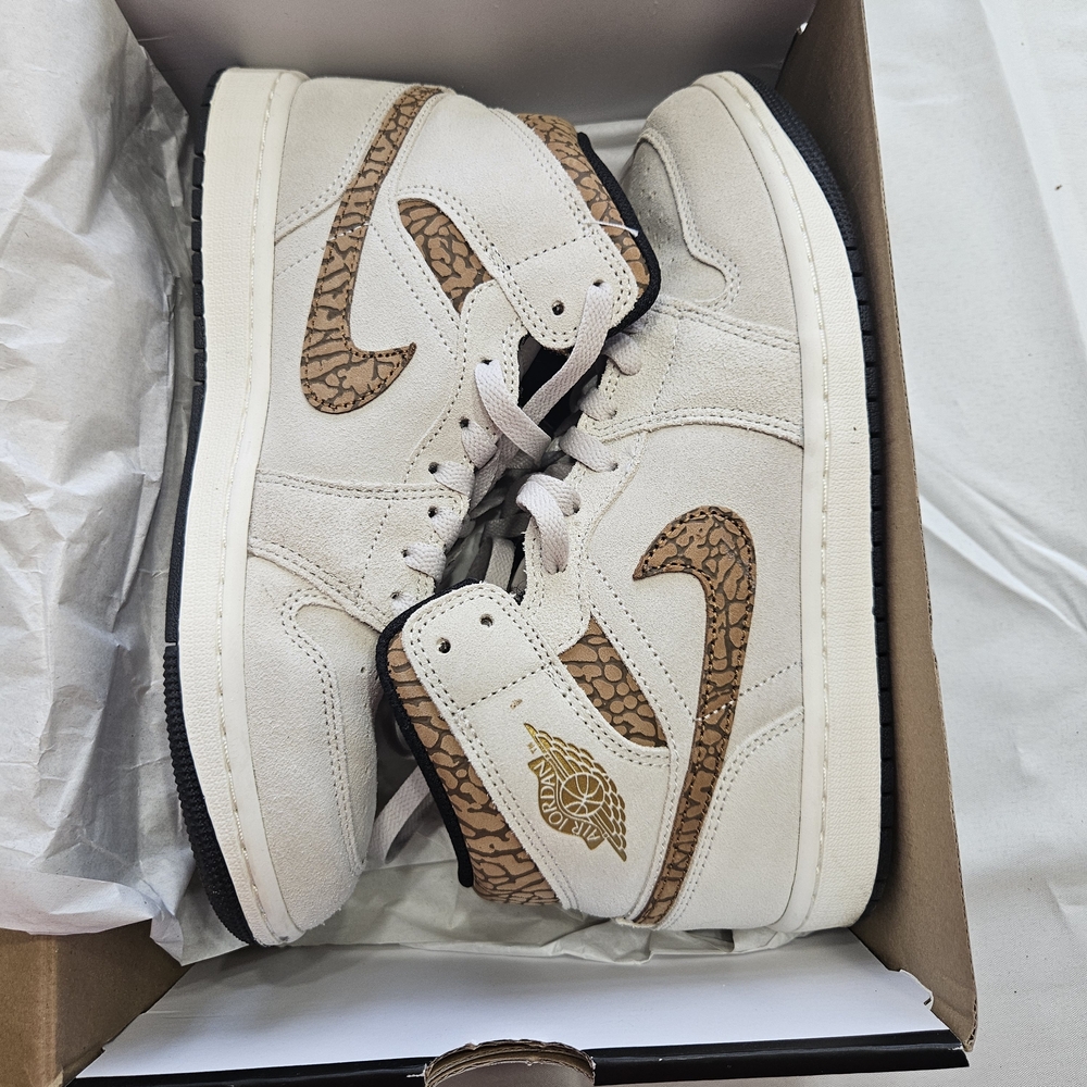 Mens Air Jordan 1 SE Mid Brown Elephant Size 8 DZ4129-102 New With Box